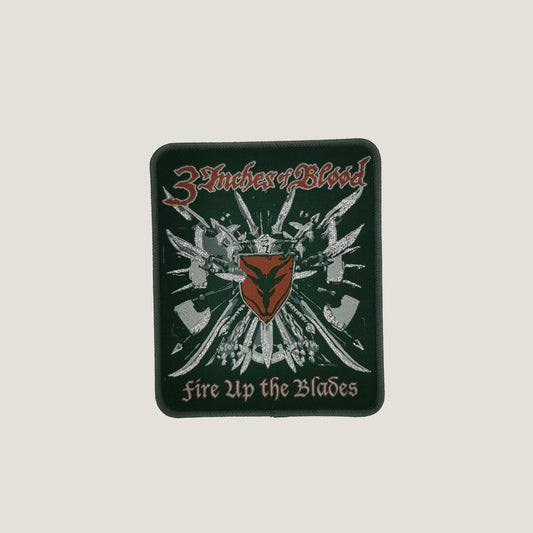 Temporal Dimensions Patches 3 Inches Of Blood Fire Up The Blades Gray Border Woven Patch