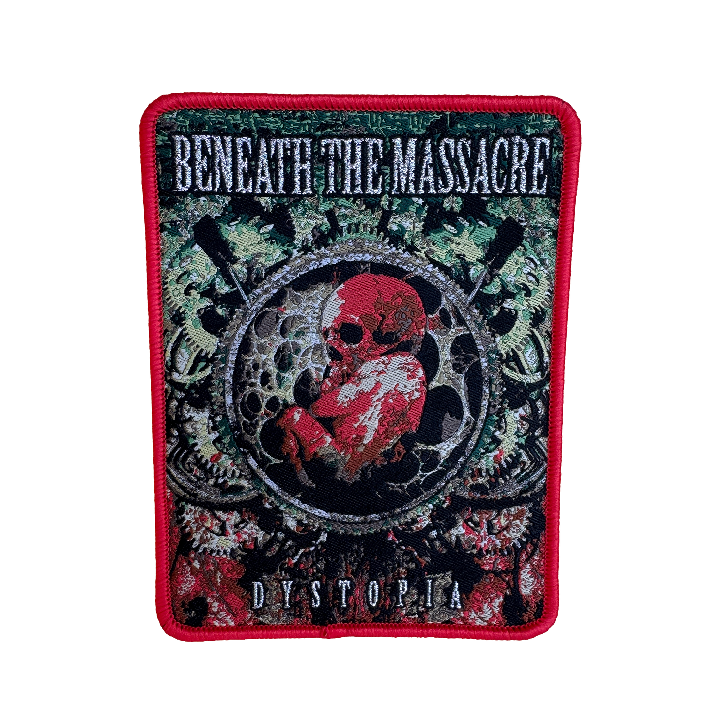 Temporal Dimensions Patches Beneath the Massacre Dystopia Red Border Woven Patch