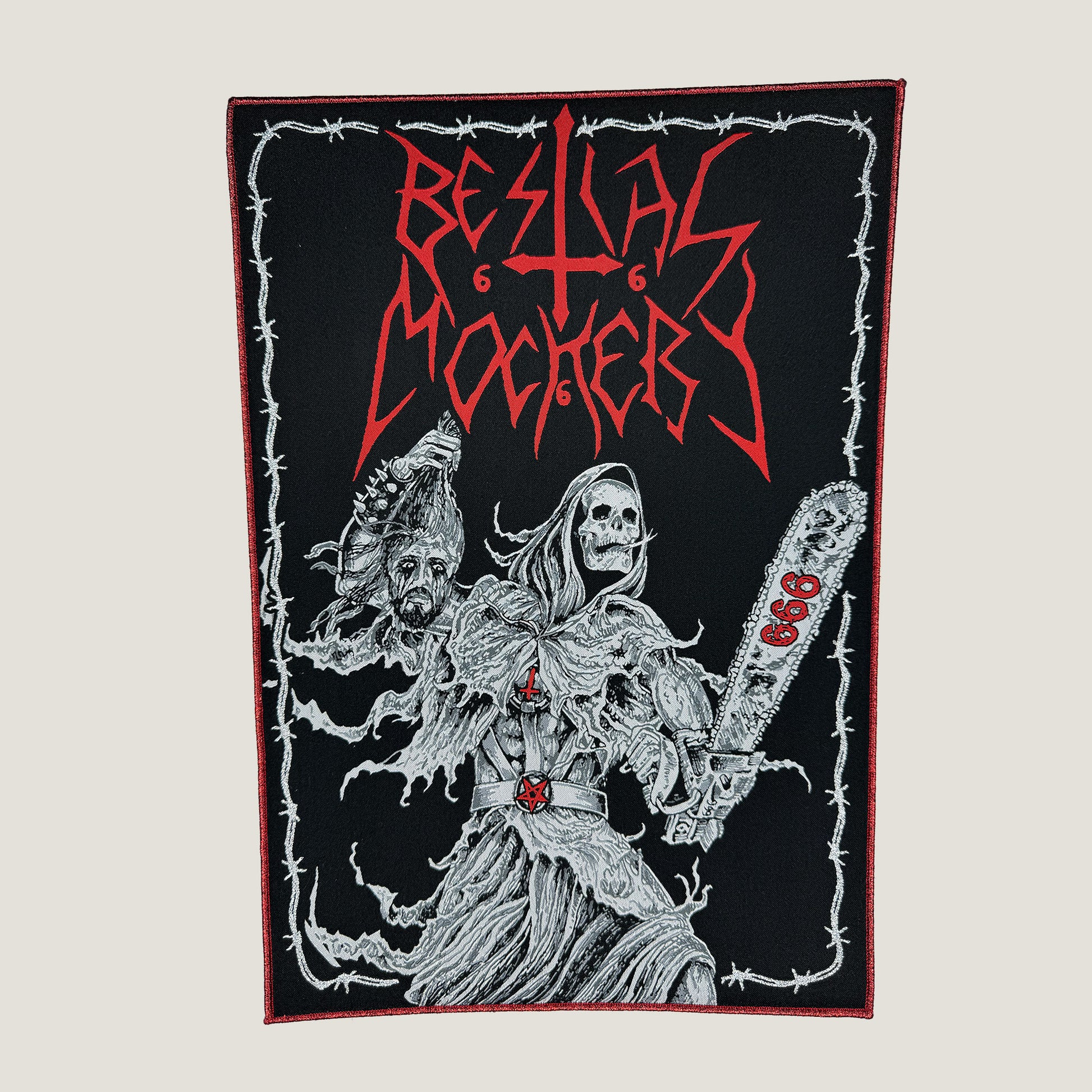 Temporal Dimensions Patches Bestial Mockery Gospel of the Insane Red Glitter Border Woven Backpatch
