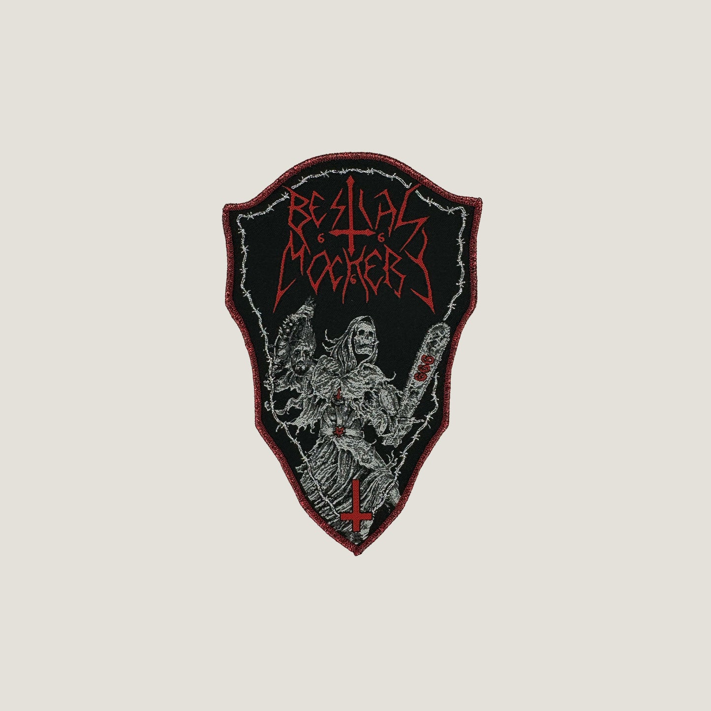 Temporal Dimensions Patches Bestial Mockery Gospel of the Insane Red Glitter Border Woven Patch