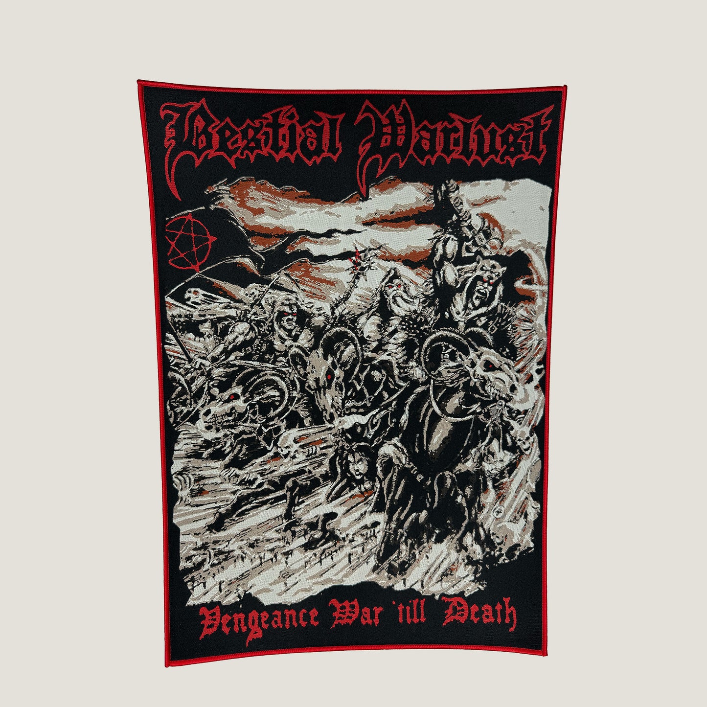 Temporal Dimensions Patches Bestial Warlust Vengeance War till Death Red Border Woven Backpatch