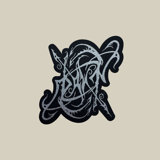 Temporal Dimensions Patches Dawn Band Logo Laser Cut Silver Glitter Woven Patch