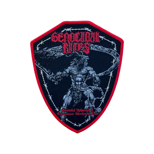 Temporal Dimensions Patches Genocidal Rites Genocidal Upheaval of Subservient Abrahamic Law Red Border Woven Patch