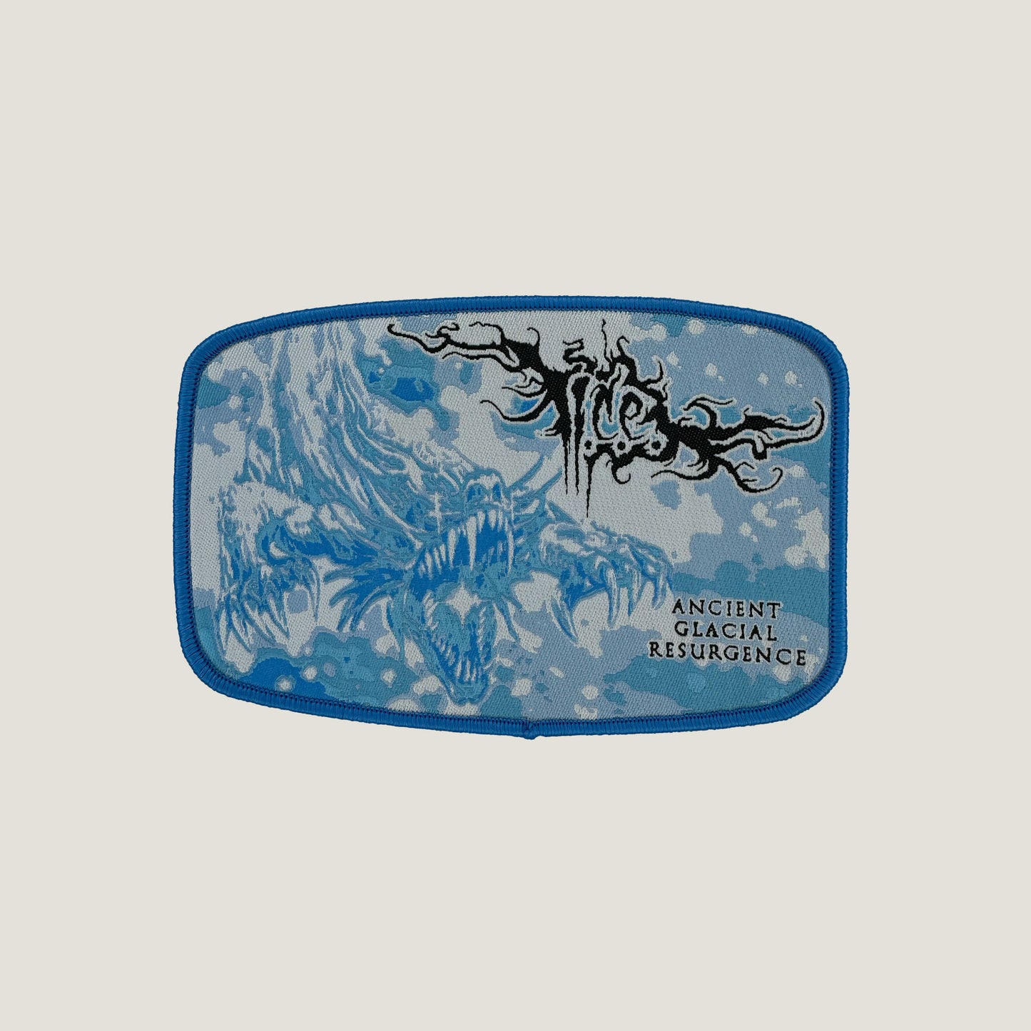 Temporal Dimensions Patches Imperial Crystalline Entombment Ancient Glacial Resurgence Blue Border Woven Patch