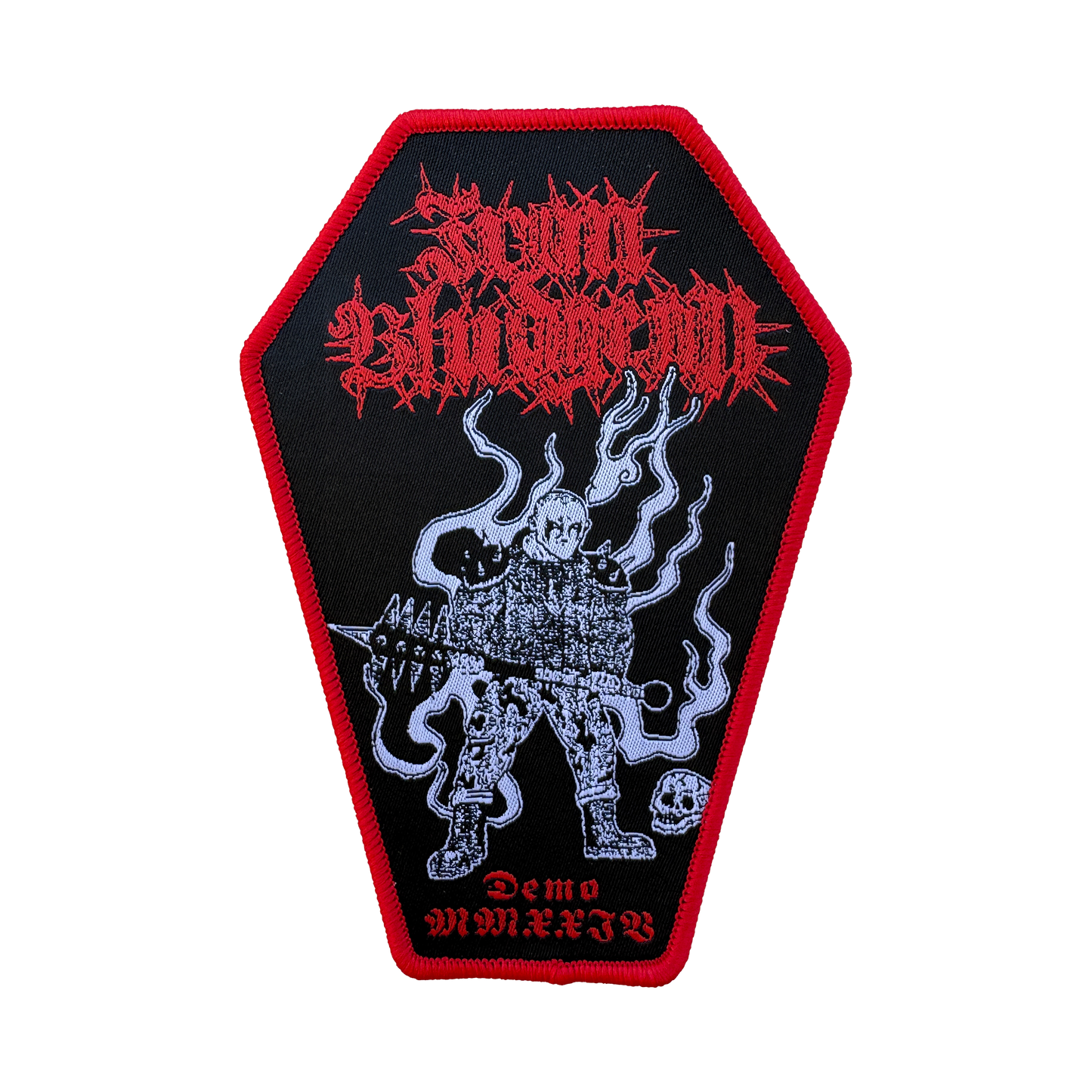Temporal Dimensions Patches Iron Bludgeon Demo XXMMIV Red Border Woven Patch