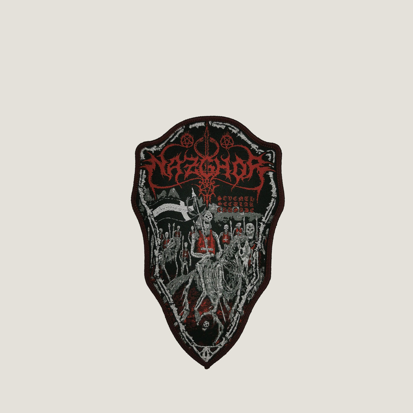 Temporal Dimensions Patches Nazghor Seventh Secular Crusade Burgundy Border Woven Patch