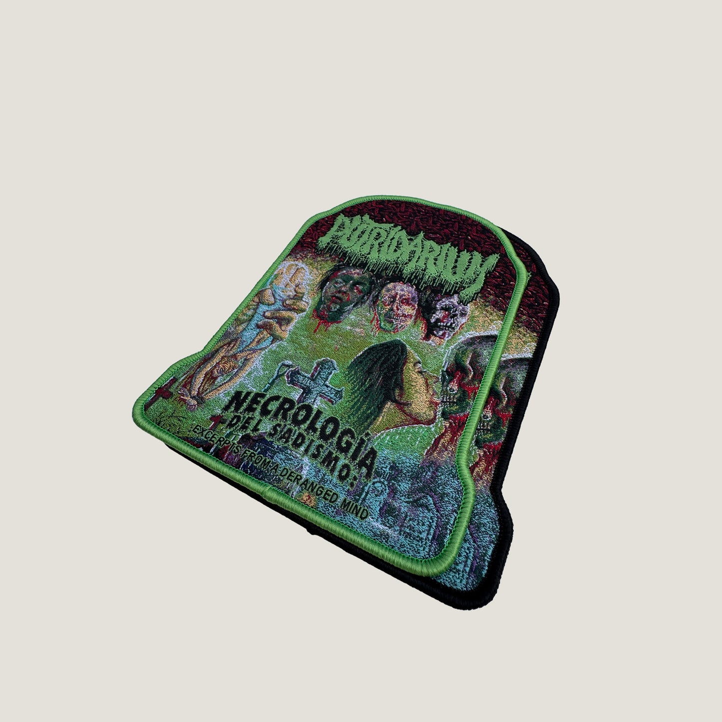 Temporal Dimensions Patches Pudridarium Necrologia del sadismo Excerpts from a Deranged Mind Metal Woven Patches