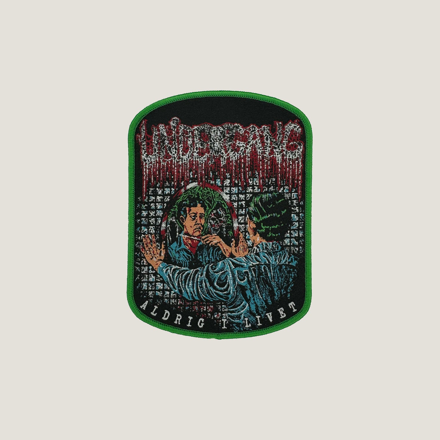 Temporal Dimensions Patches Undergang Aldrig i Livet Green Border Woven Patch