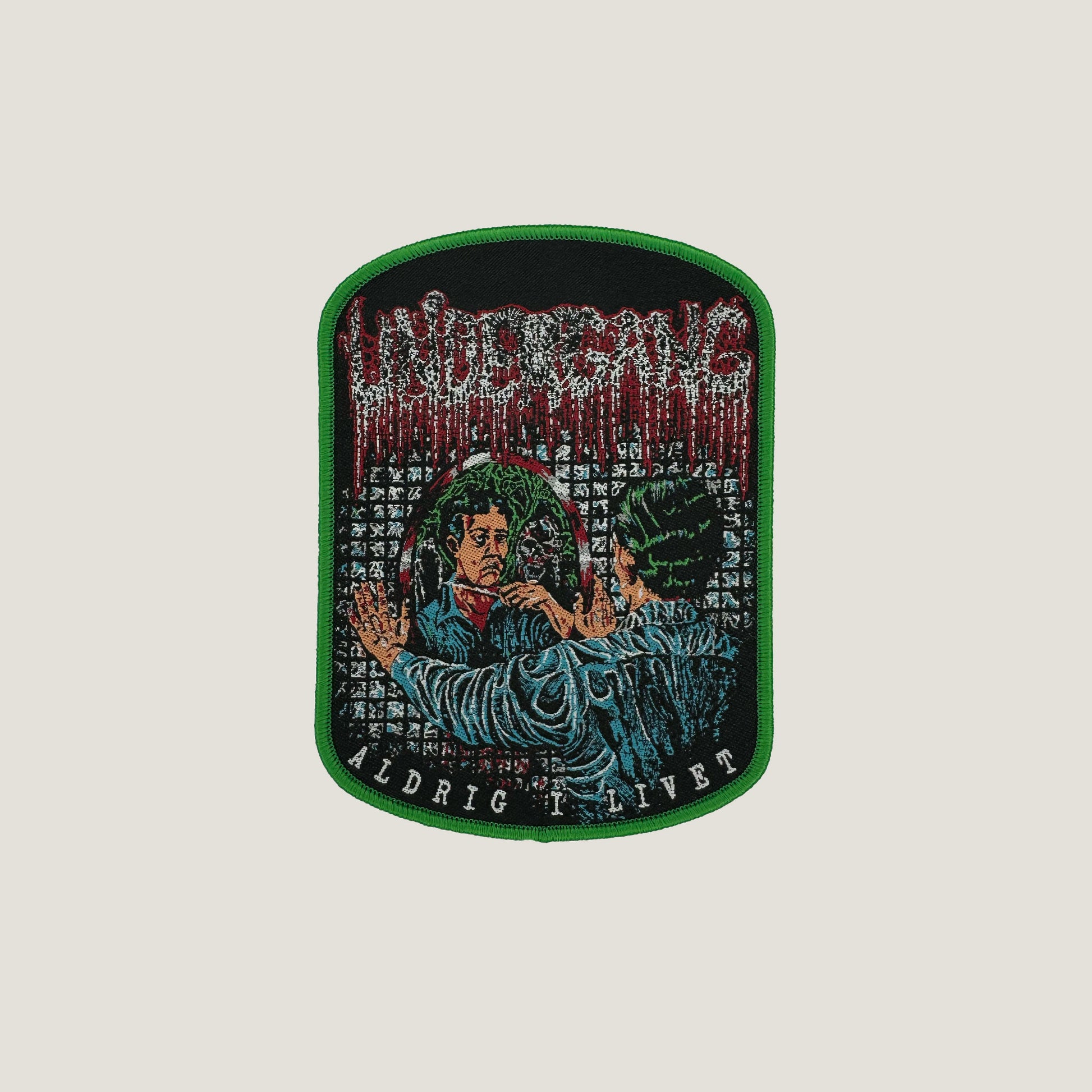 Temporal Dimensions Patches Undergang Aldrig i Livet Green Border Woven Patch