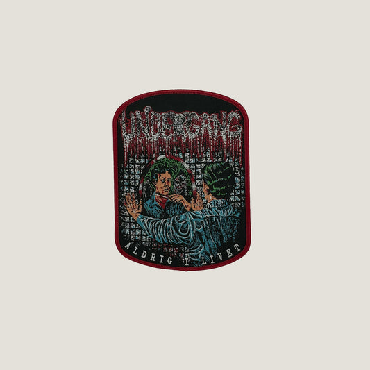 Temporal Dimensions Patches Undergang Aldrig i Livet Red Border Woven Patch