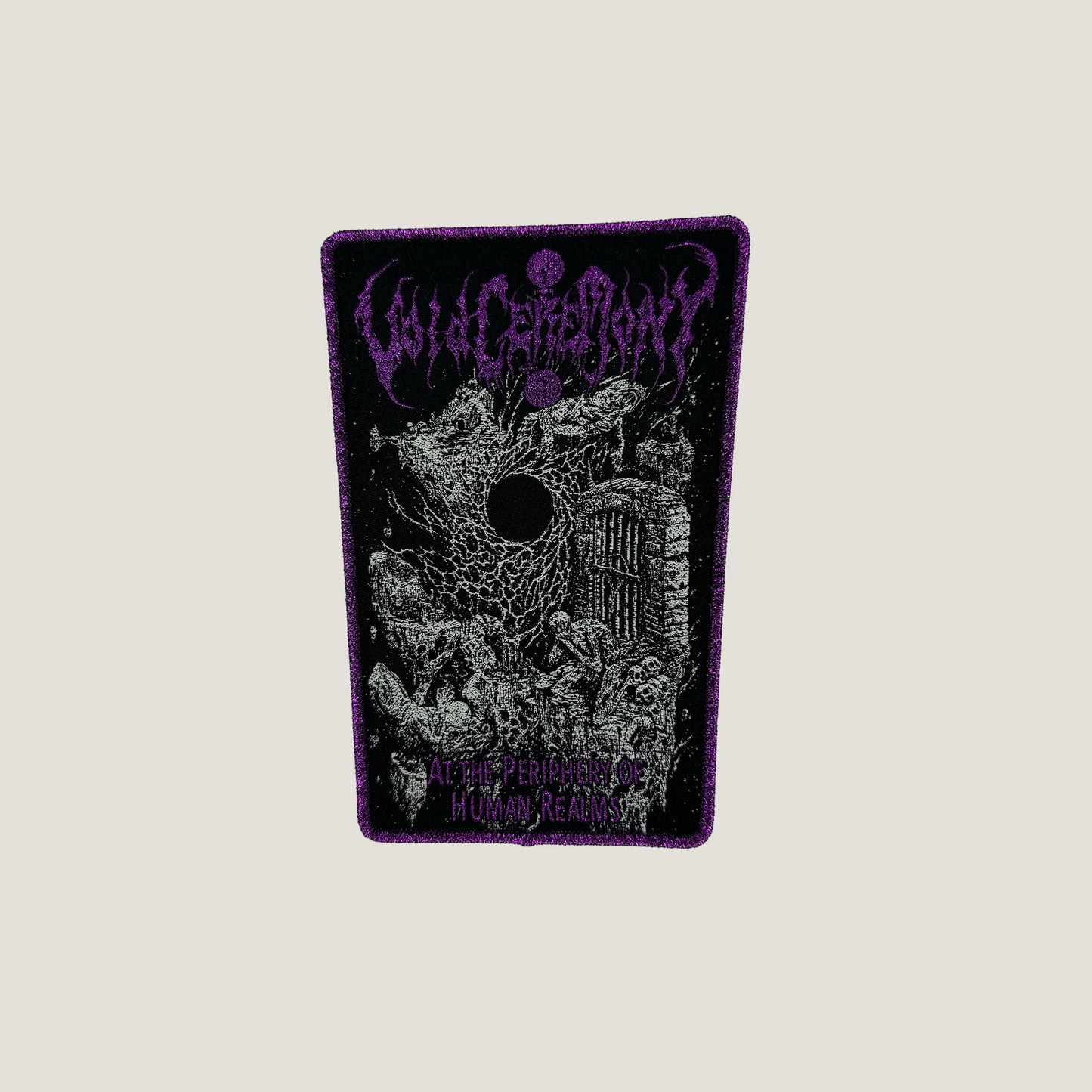 Temporal Dimensions Patches VoidCeremony At the Periphery of Human Realms Purple Glitter Border Woven Patch