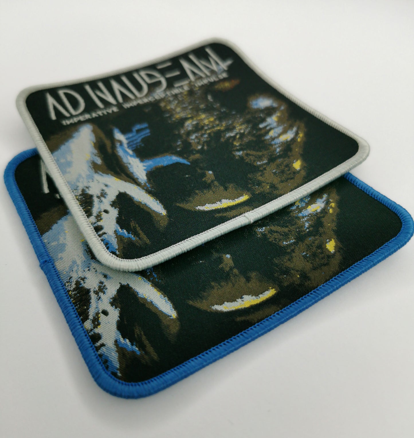 Blue and Gray Border Metal Band Woven Patch for jackets Imperative Imperceptible Impulsive Technical Avant-garde Death Metal