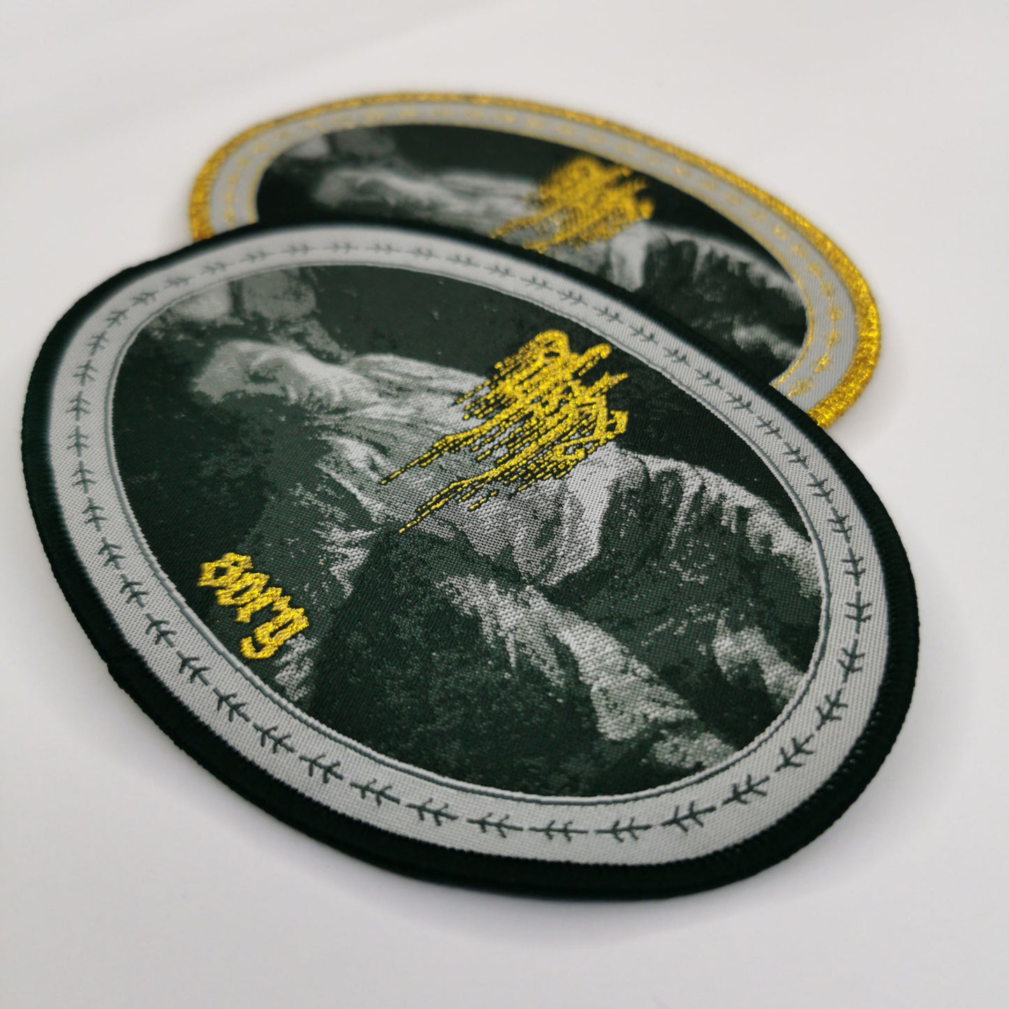 TDP Afsky Sorg Golden Glitter and Black Border Woven Patches