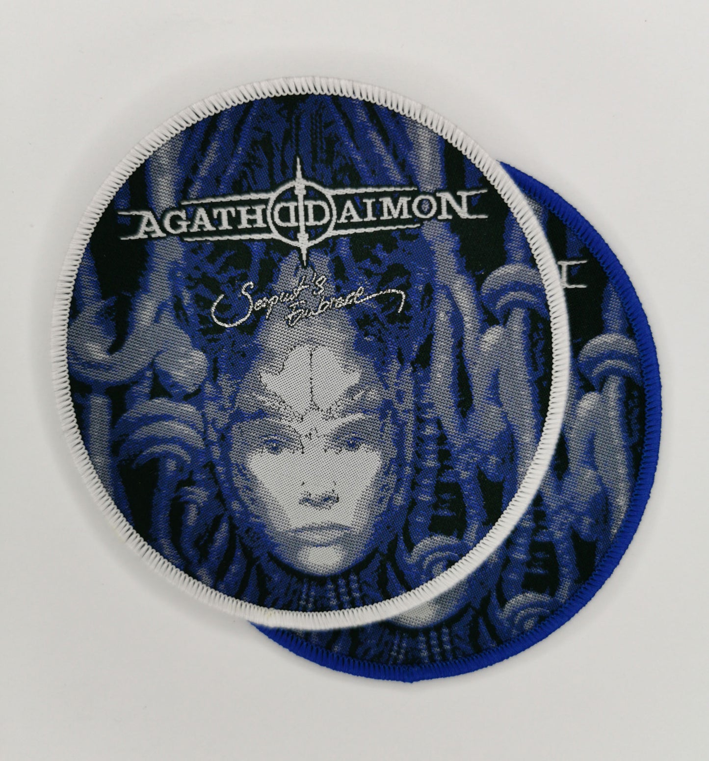 Agathodaimon Serpents Embrace German Gothic Black Metal Blue and White Border Battle Vest Patches