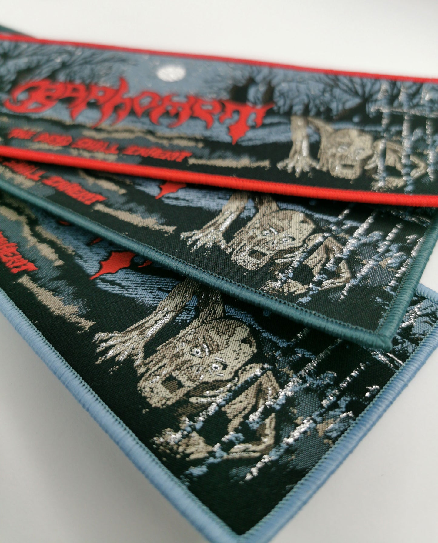 Baphomet The Death Shall Inherit Woven Strip Band Patches Old School Death Metal