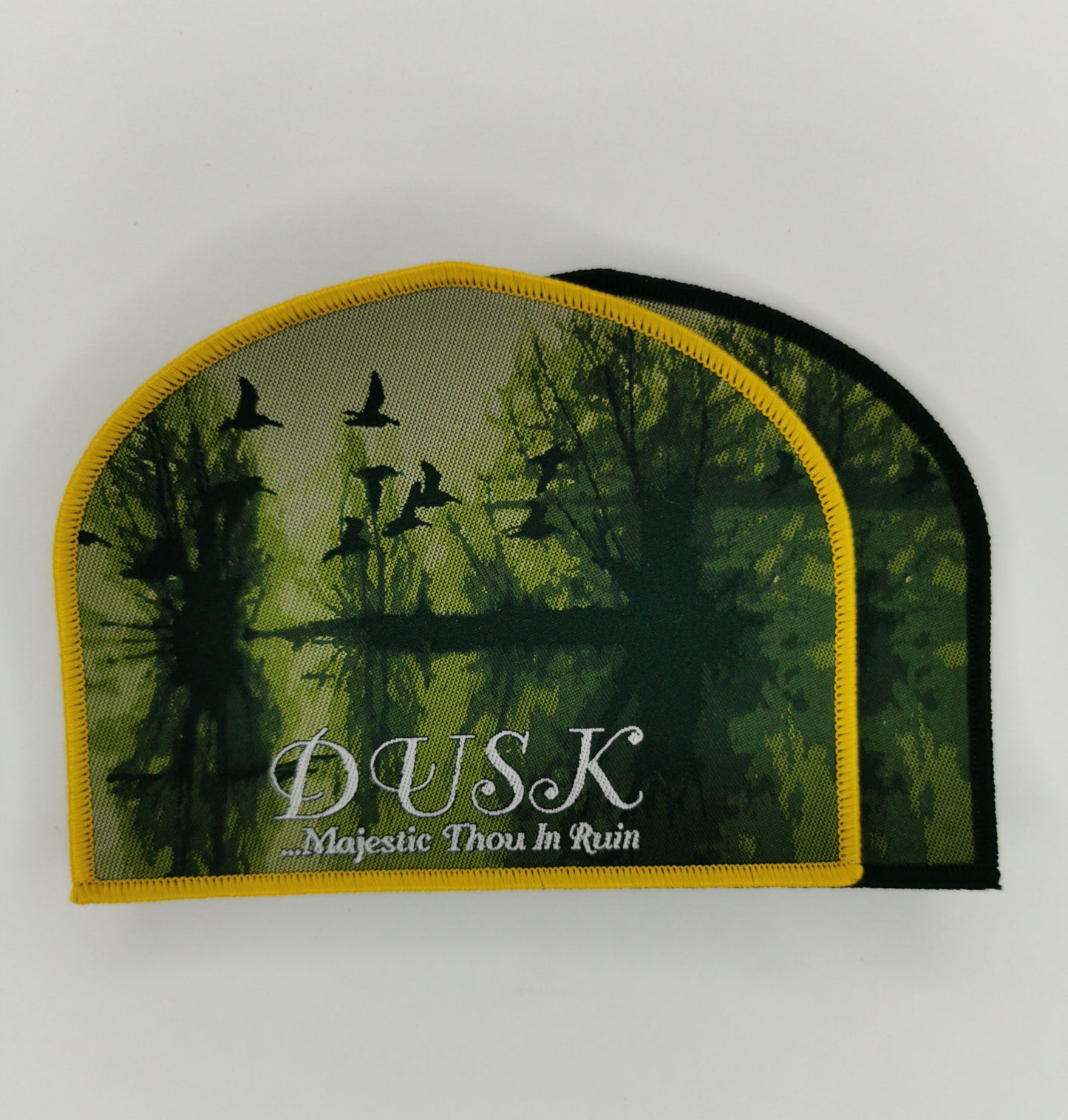 Dusk Majestic Thou In Ruin Yellow and Black Border Woven Metal Patches Doom Death Metal