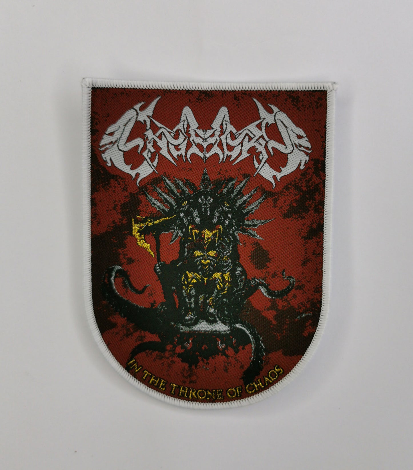 TDP Engendro In The Throne of Chaos Woven Patch White Border