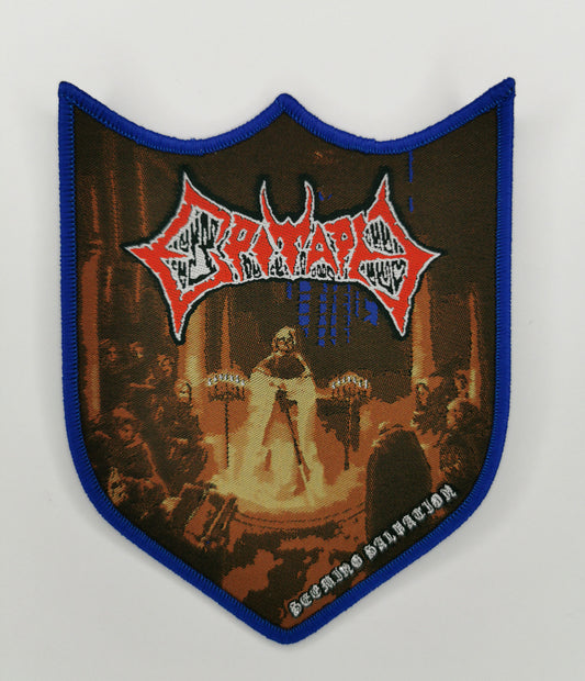 Epitaph Seeming Salvation Blue Border Woven Patch Old School Death Metal