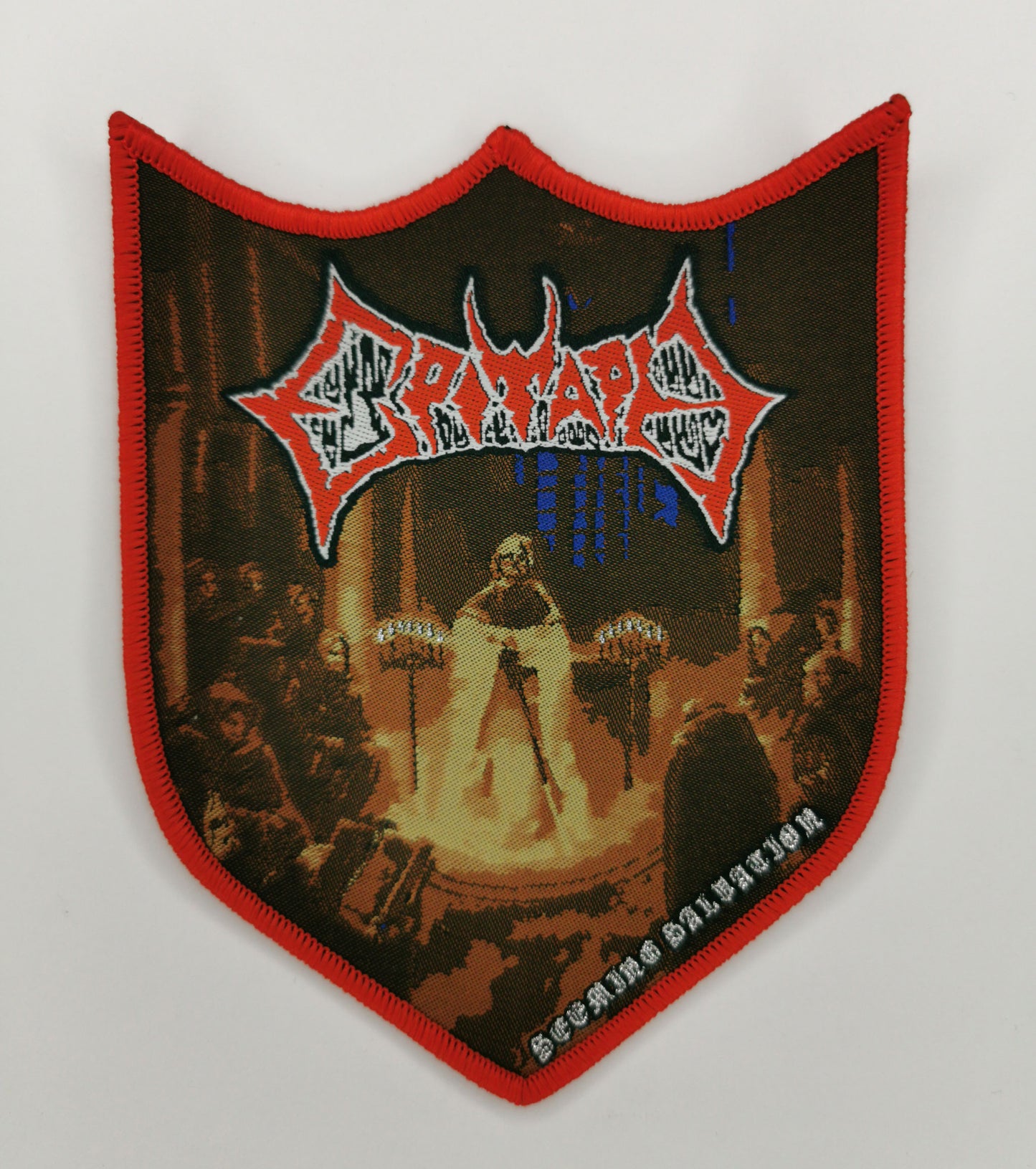 Epitaph Seeming Salvation Red Border Woven Patch Old School Death Metal