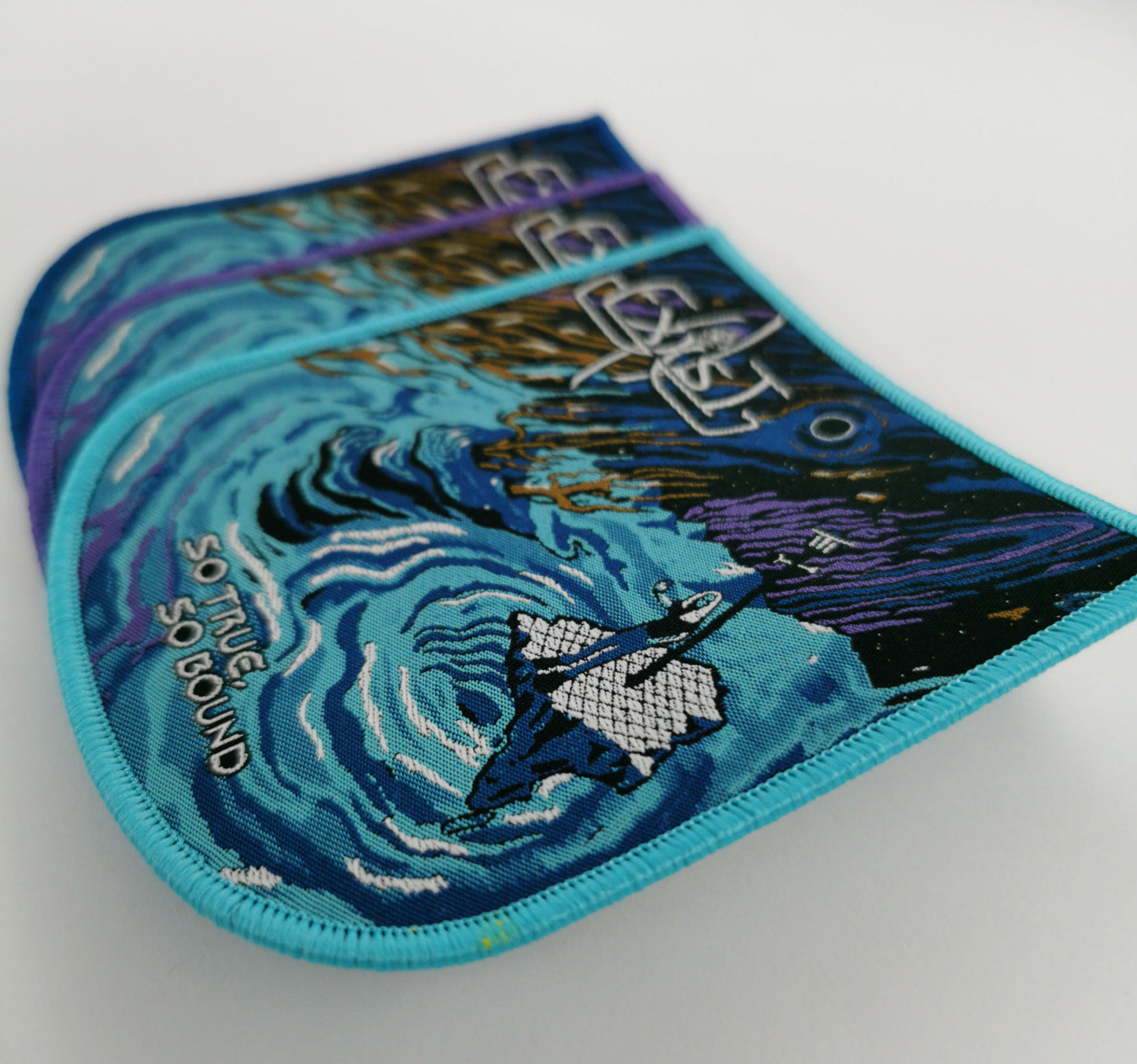 Exist So True So Bound Light Blue Dark Blue Purple Border Woven Patches American Progressive Metal