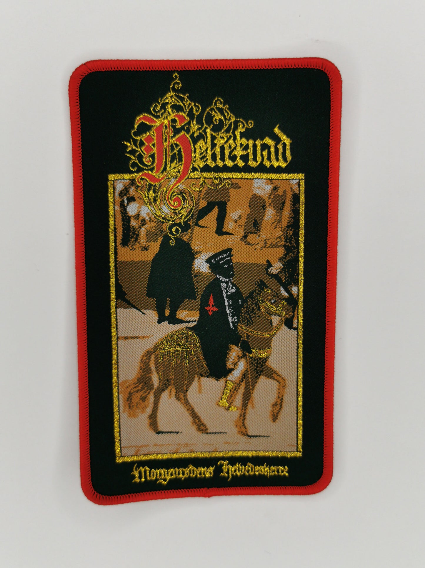 Heltekvad Morgenrødens Helvedesherre Red Border Woven Patch Danish Medieval Black Metal