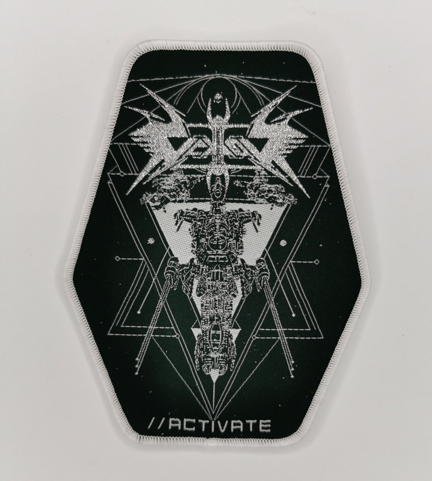 Vektor Activate White Border Woven Patch Progressive Thrash Metal