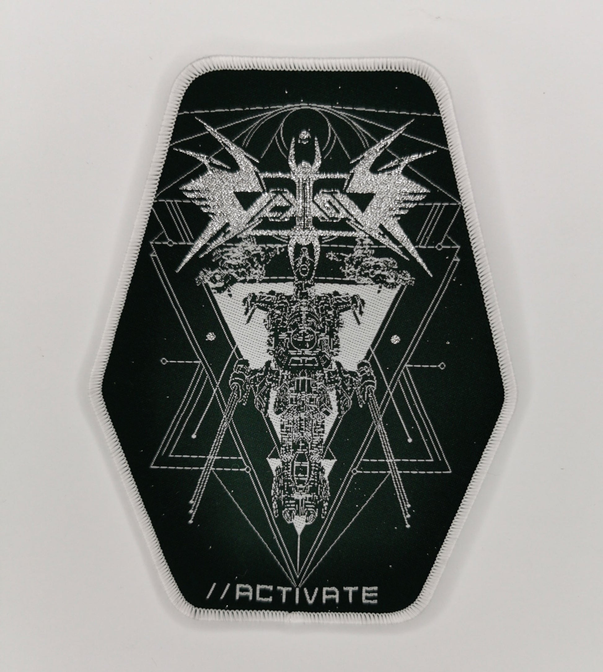 Vektor Activate White Border Woven Patch Progressive Thrash Metal