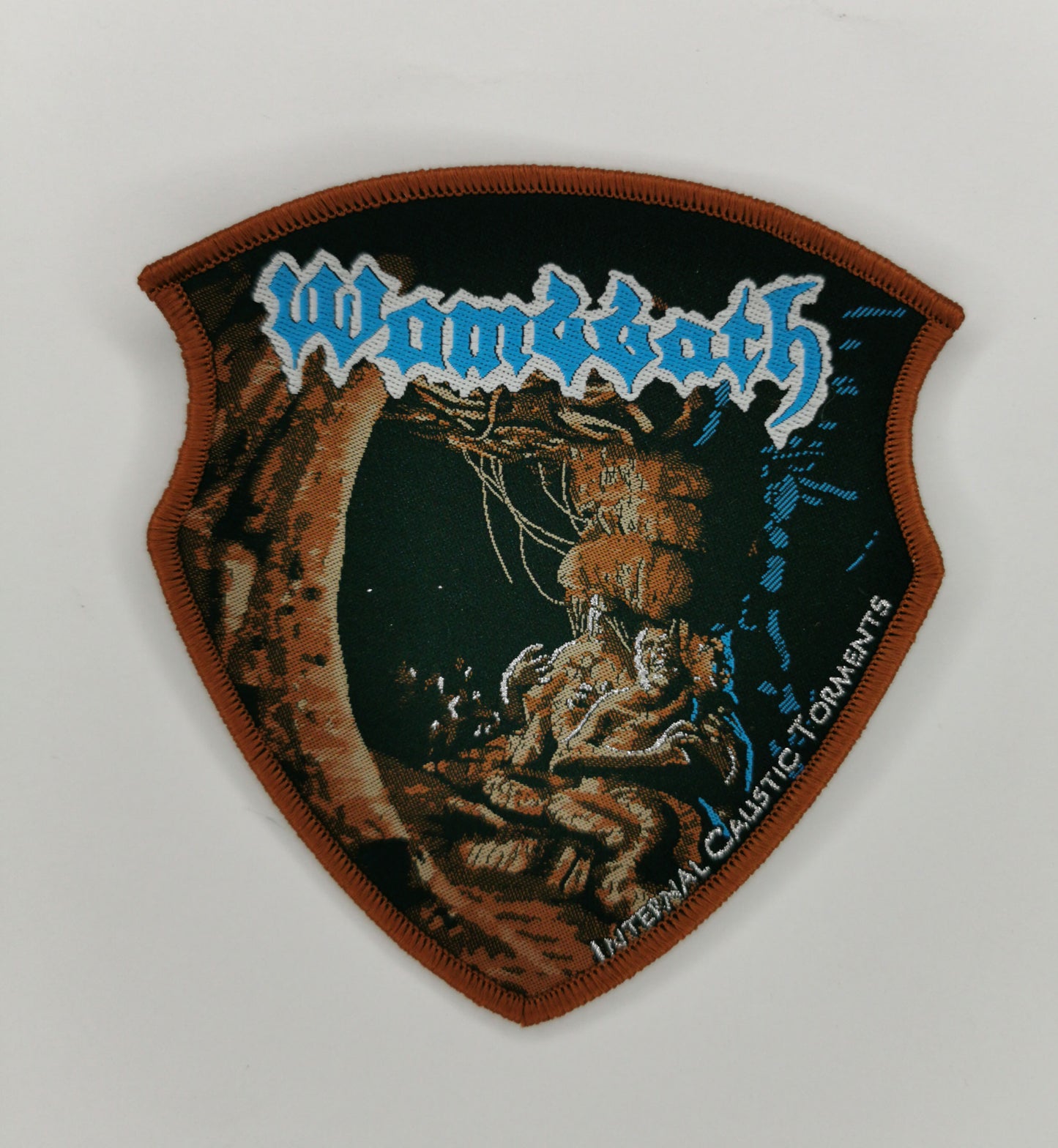 Wombbath Internal Caustic Torments Brown Border Woven Patch Old School Death Metal