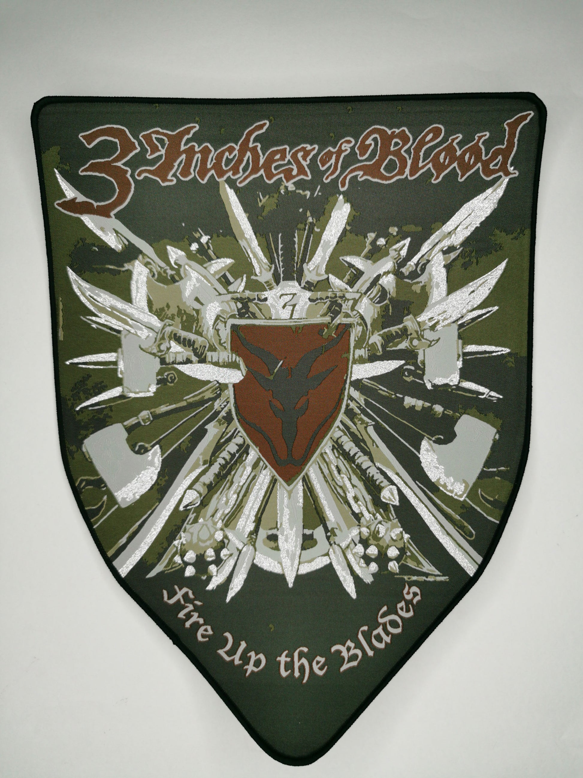 3iob Fire Up the Blades Black Border Woven Backpatch