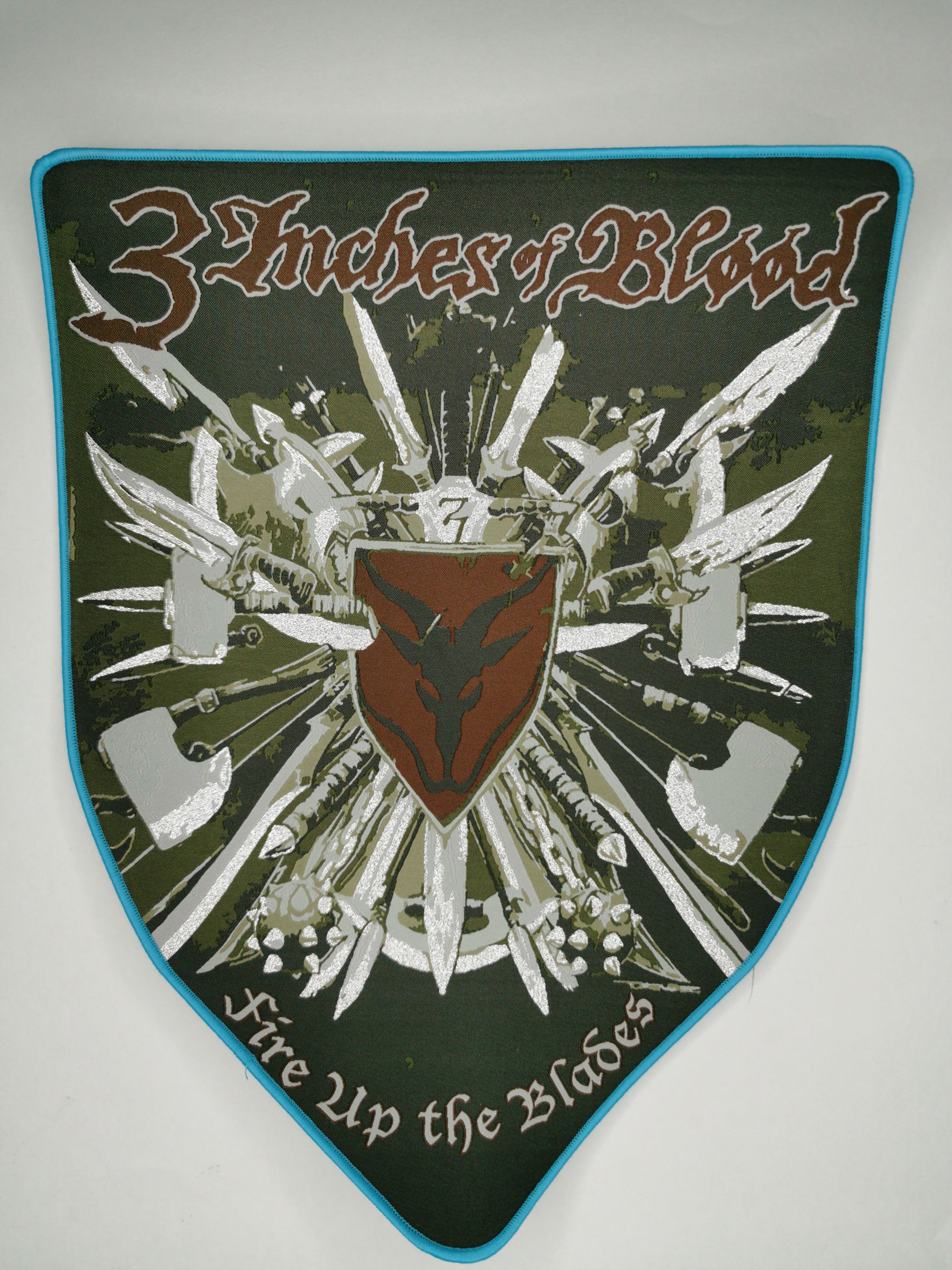 3iob Fire Up the Blades Blue Border Woven Backpatch