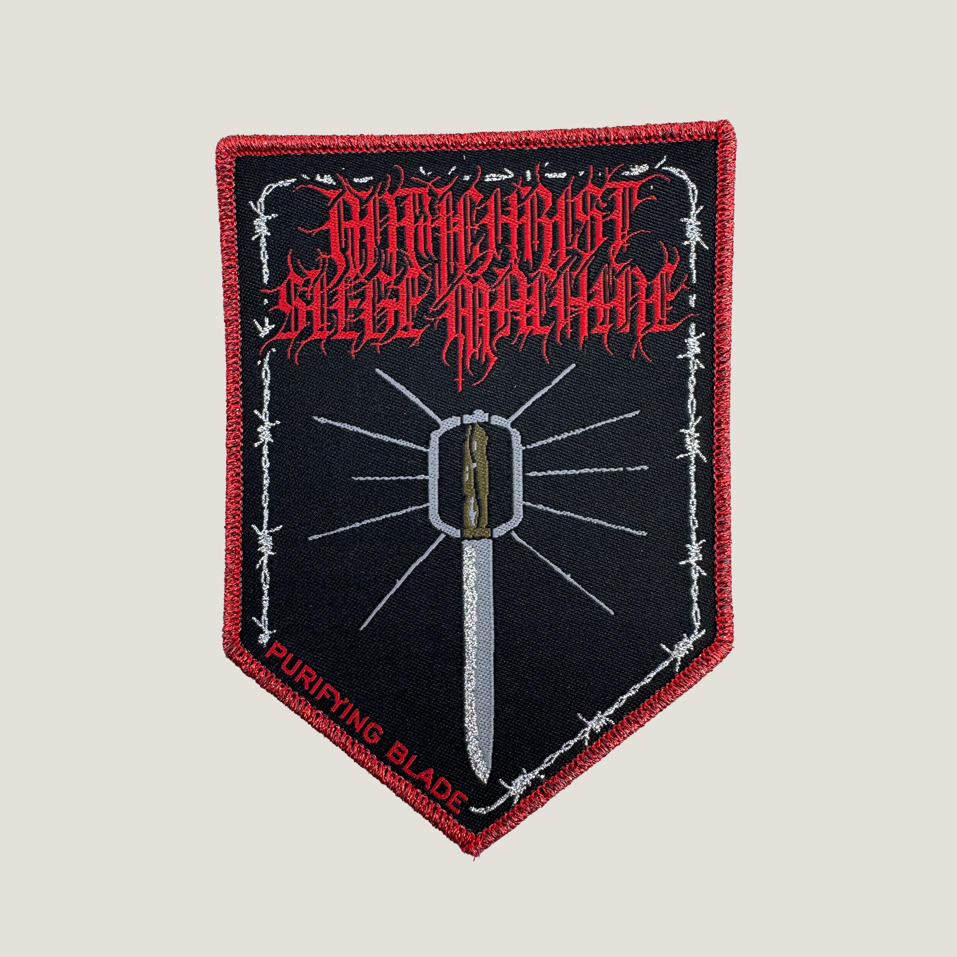 Temporal Dimensions Patches Antichrist Siege Machine Purifying Blade Red Glitter Border Woven Patch
