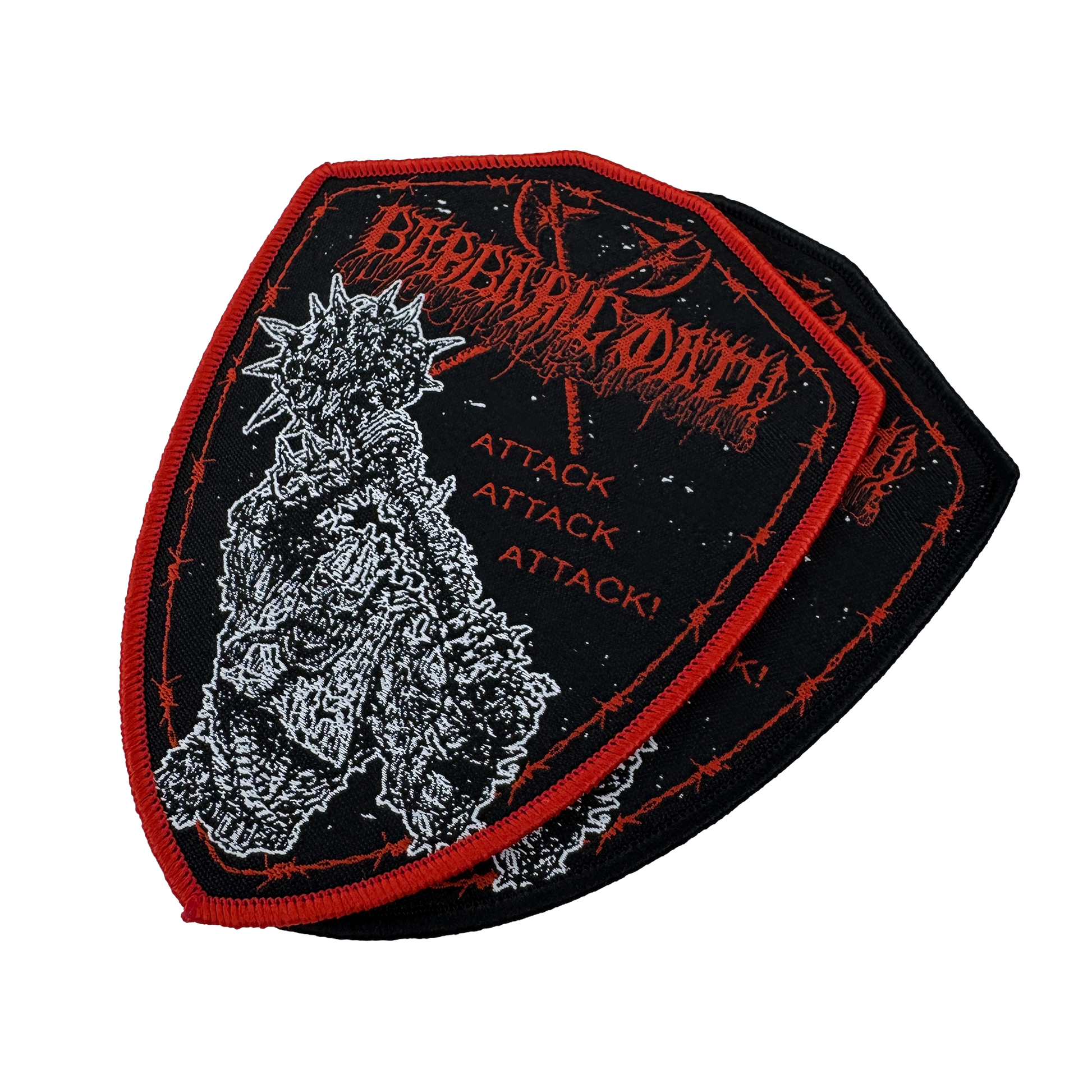 Temporal Dimensions Patches Barbaric Oath Attack Attack Attack Metal Woven Patches