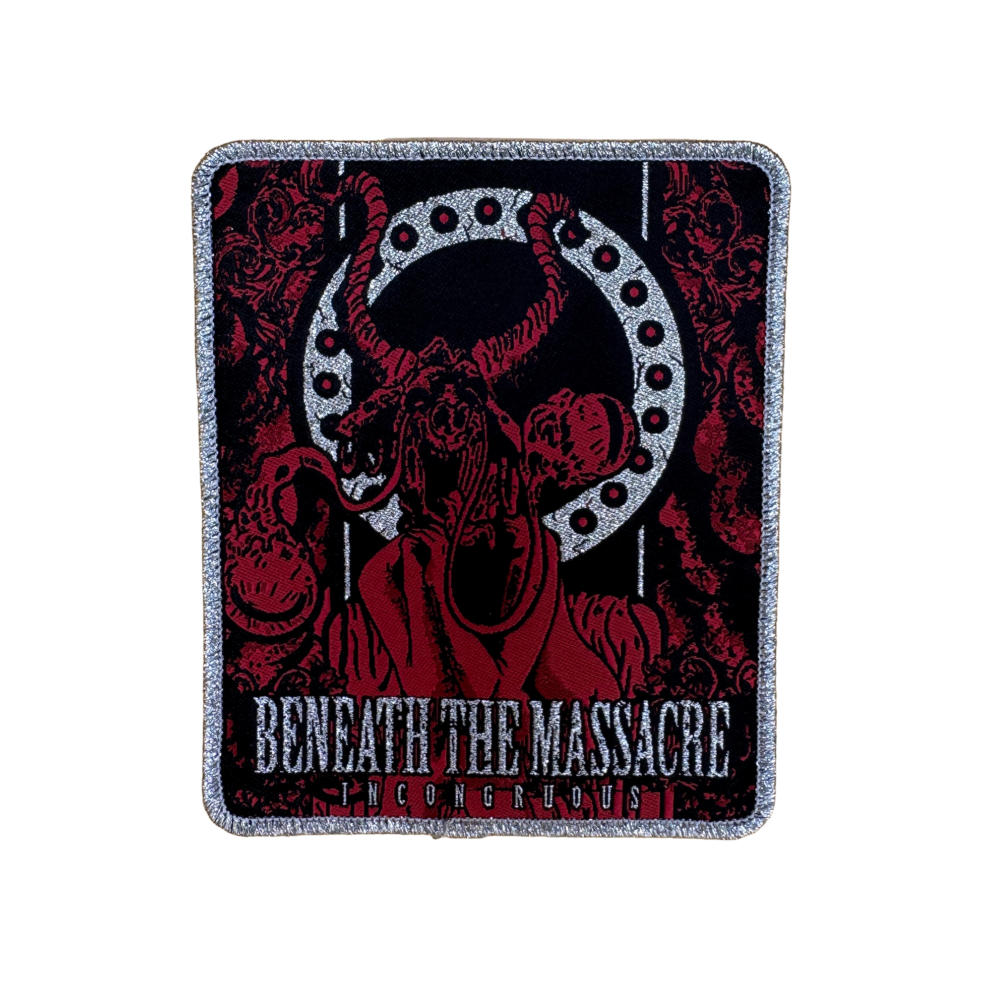 Temporal Dimensions Patches Beneath the Massacre Incongruous Silver Glitter Border Woven Patch