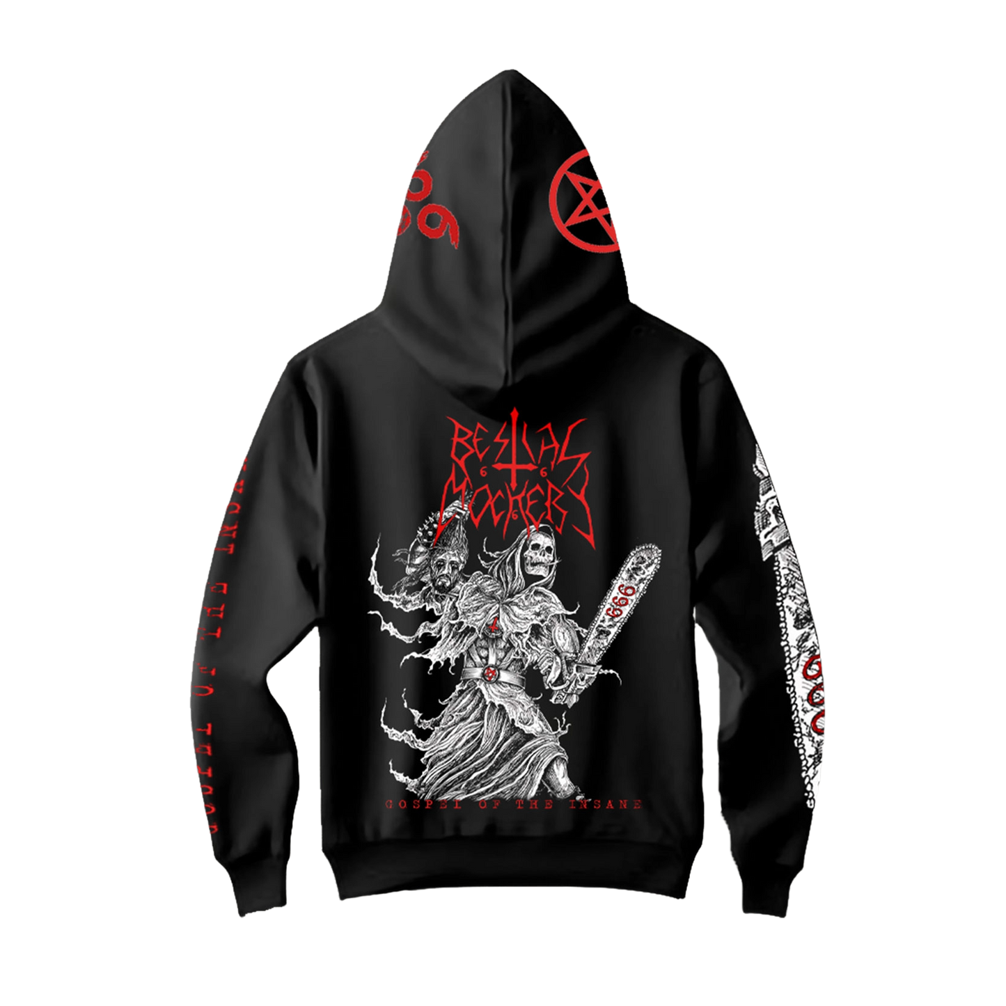 Temporal Dimensions Patches Bestial Mockery Gospel of the Insane Pullover Hoodie Back