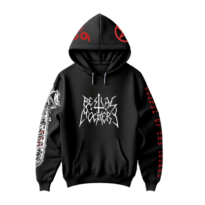 Temporal Dimensions Patches Bestial Mockery Gospel of the Insane Pullover Hoodie front
