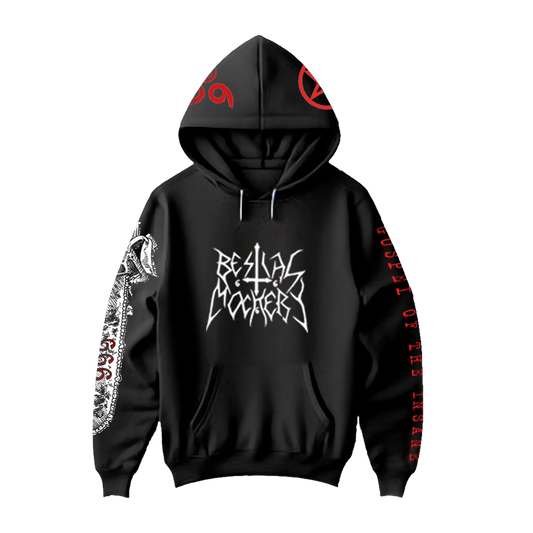 Temporal Dimensions Patches Bestial Mockery Gospel of the Insane Pullover Hoodie front