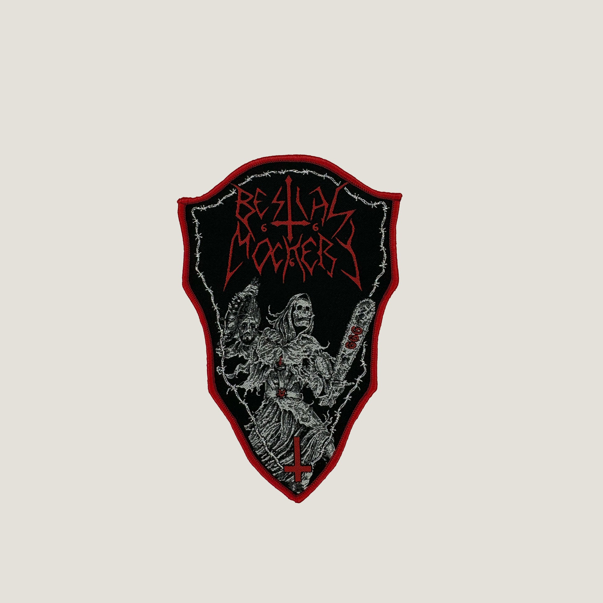 Temporal Dimensions Patches Bestial Mockery Gospel of the Insane Red Border Woven Patch