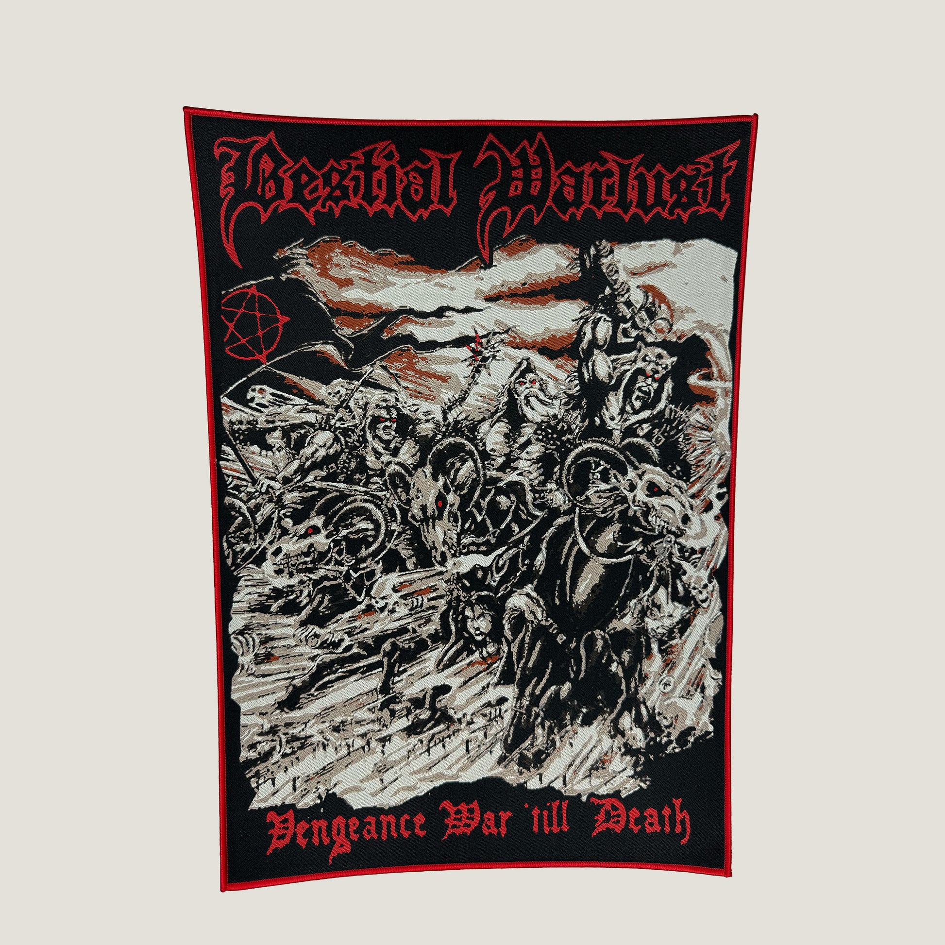 Temporal Dimensions Patches Bestial Warlust Vengeance War till Death Red Border Woven Backpatch