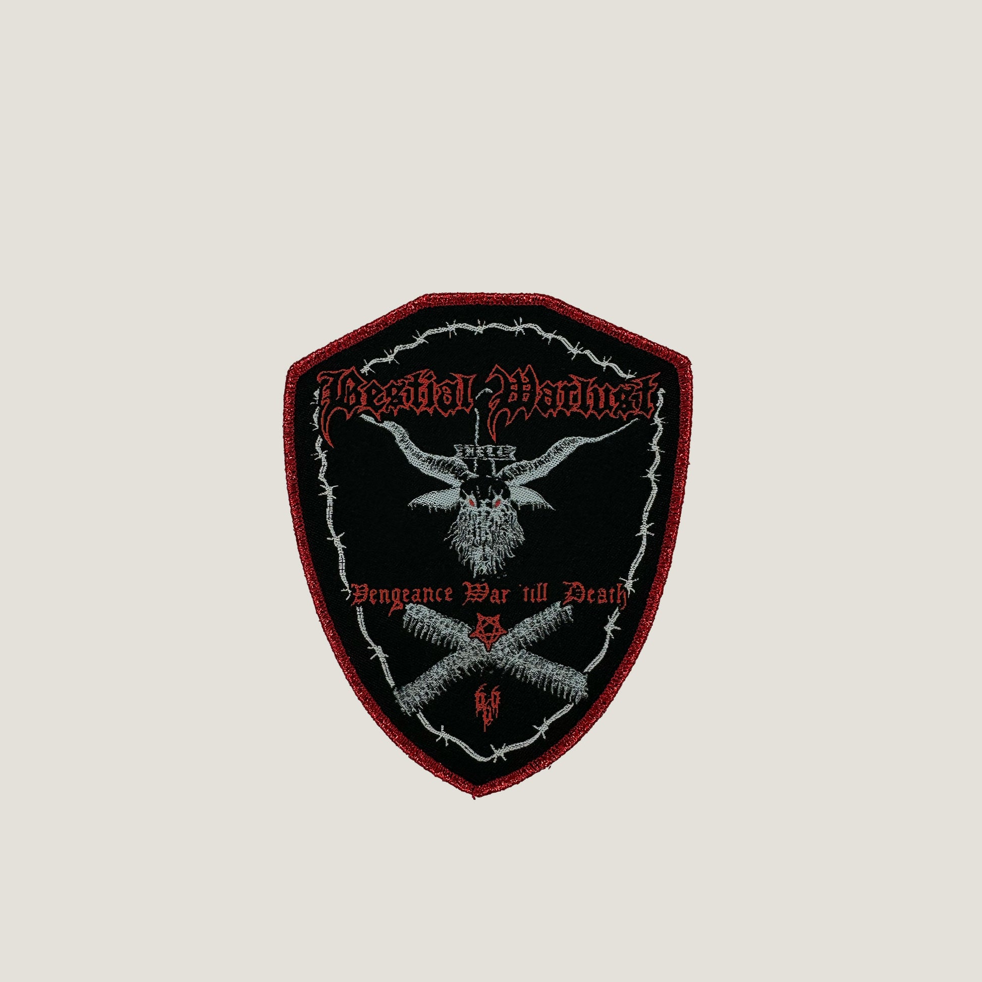 Temporal Dimensions Patches Bestial Warlust Vengeance War till Death Red Glitter Border Woven Patch