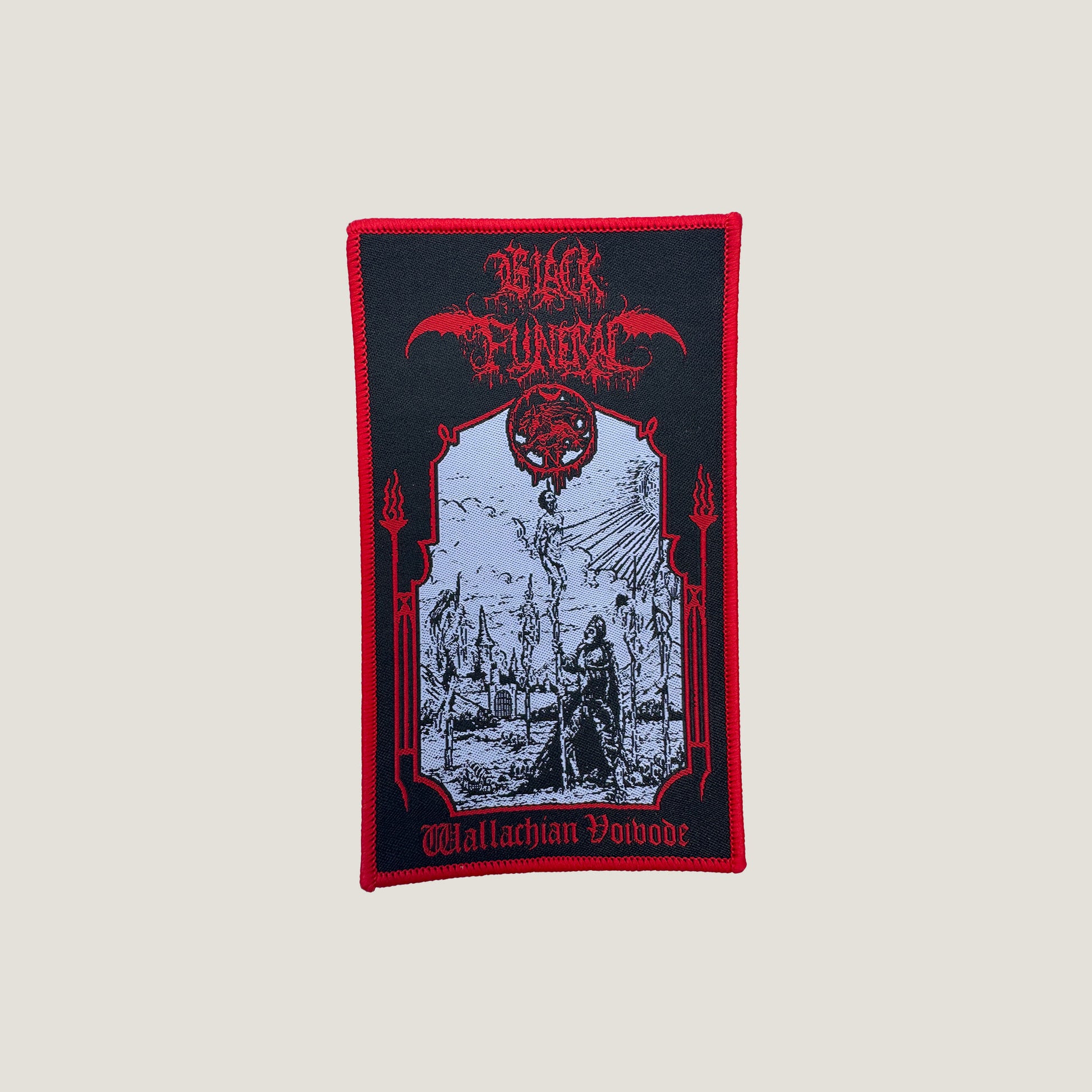 Temporal Dimensions Patches Black Funeral Wallachian Voivode Red Border Woven Patch