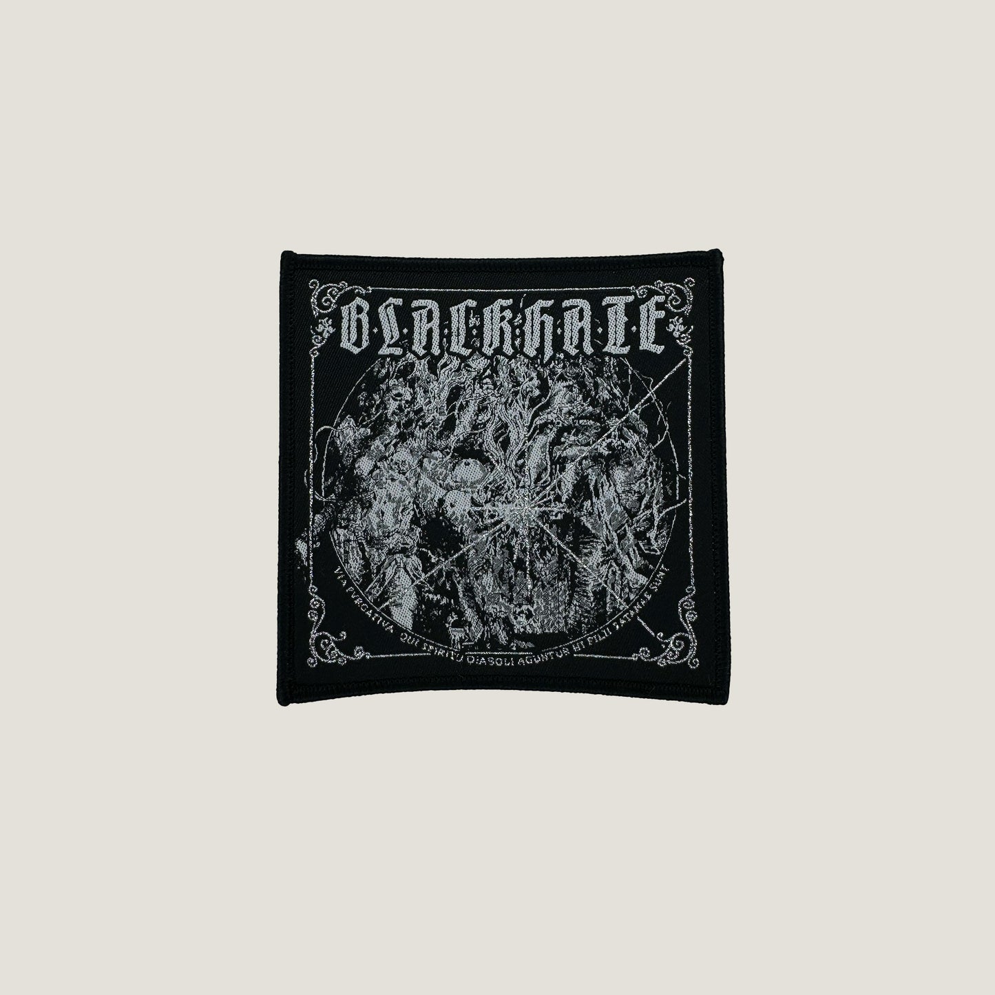 Temporal Dimensions Patches Black Hate Via Pvrgativa Qui Spiritu Diaboli Aguntur Hi Filii Satanae Sunt Black Border Woven Patch