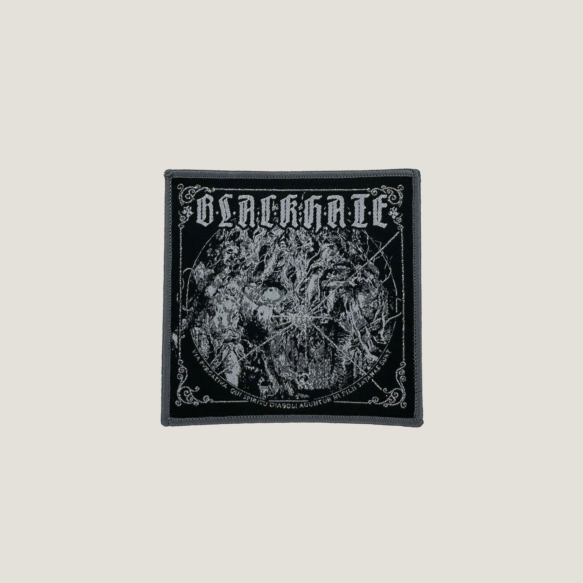 Temporal Dimensions Patches Black Hate Via Pvrgativa Qui Spiritu Diaboli Aguntur Hi Filii Satanae Sunt Gray Border Woven Patch