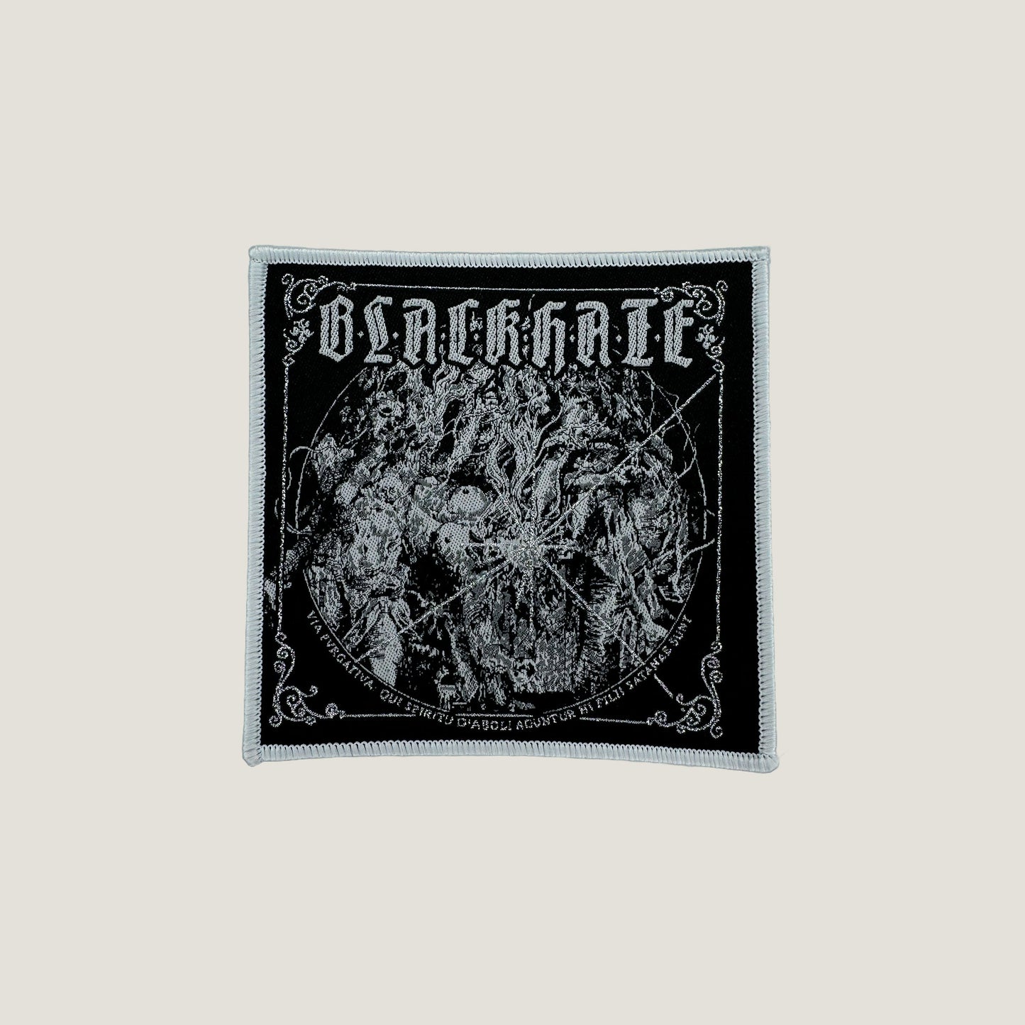 Temporal Dimensions Patches Black Hate Via Pvrgativa Qui Spiritu Diaboli Aguntur Hi Filii Satanae Sunt White Border Woven Patch