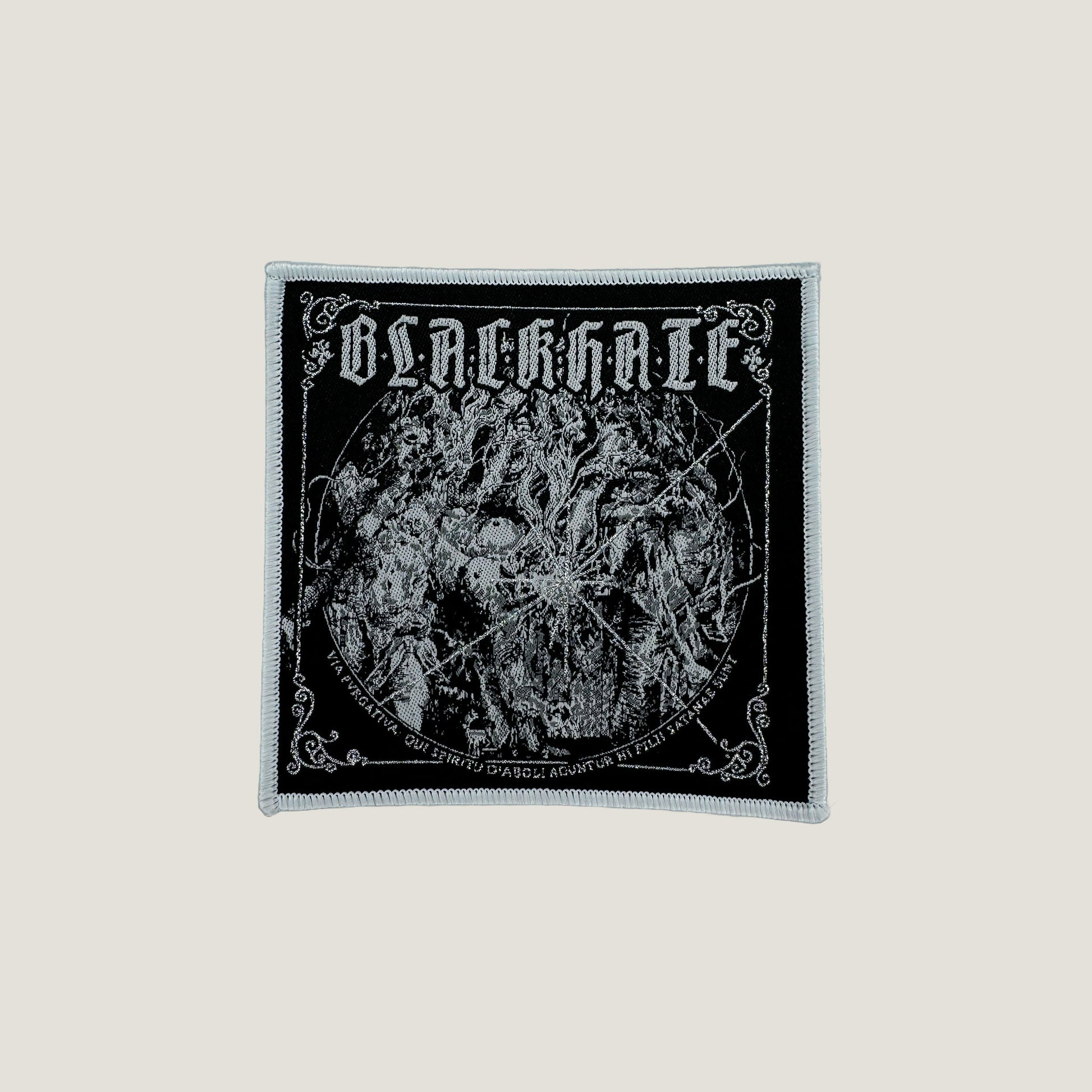 Temporal Dimensions Patches Black Hate Via Pvrgativa Qui Spiritu Diaboli Aguntur Hi Filii Satanae Sunt White Border Woven Patch