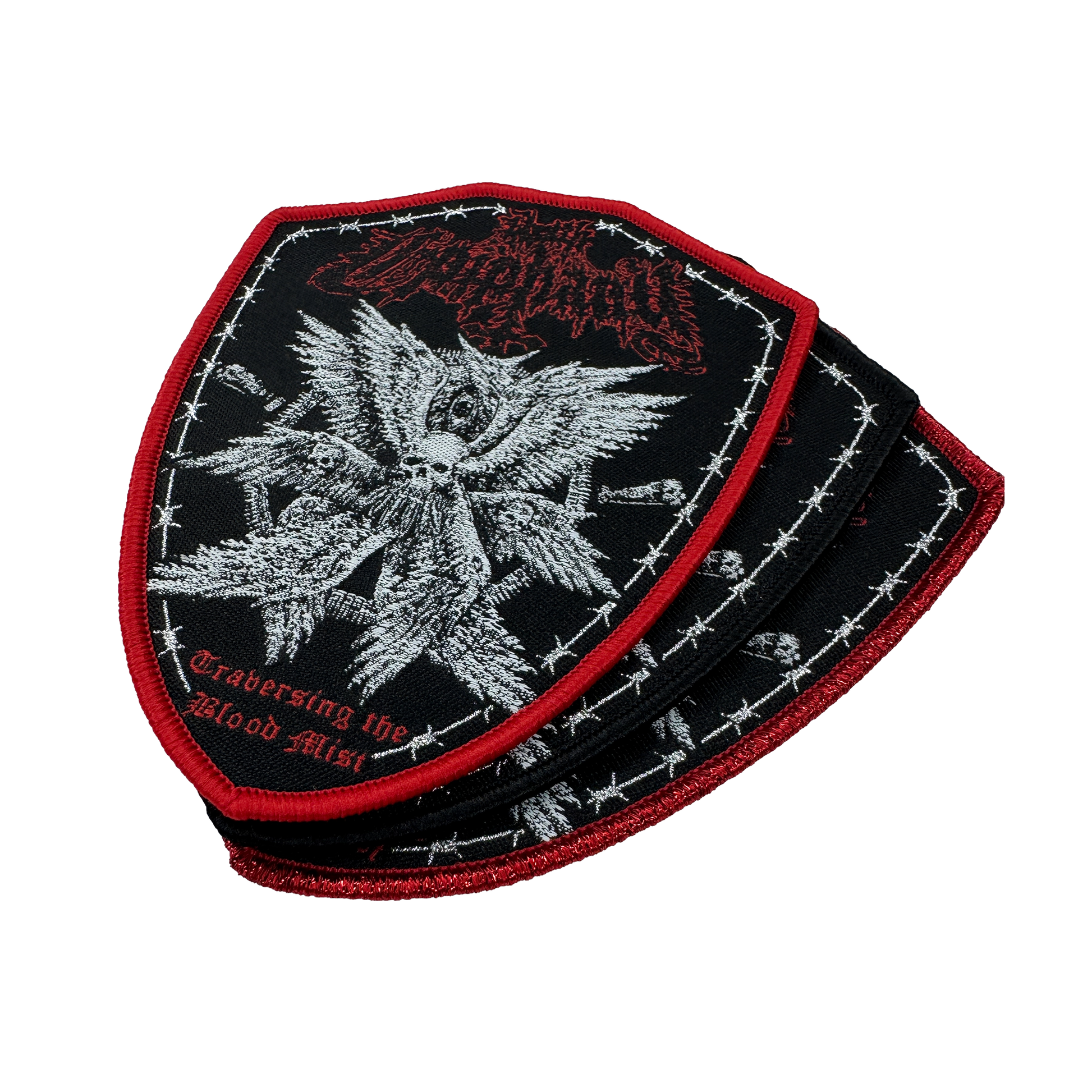 Temporal Dimensions Patches Death Epiphany Traversing the Blood Mist Metal Woven Patches
