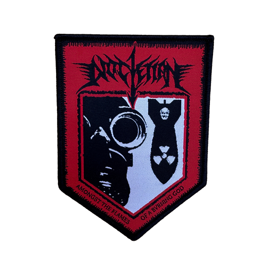 Temporal Dimensions Patches Diocletian Amongst the Flames of a Bvrnin  God Black Border Red Background Woven Patch