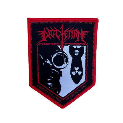 Temporal Dimensions Patches Diocletian Amongst the Flames of a Bvrning God Red Border Black Background Woven Patch