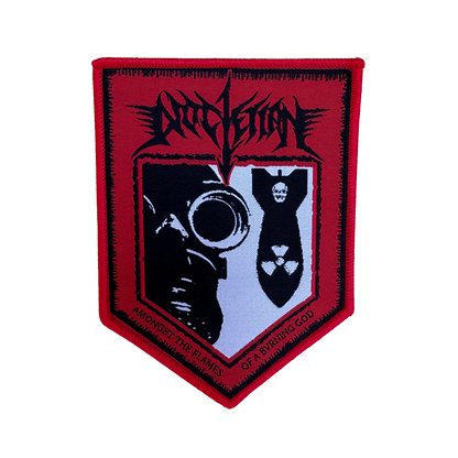 Temporal Dimensions Patches Diocletian Amongst the Flames of a Bvrnin  God Red Border Red Background Woven Patch