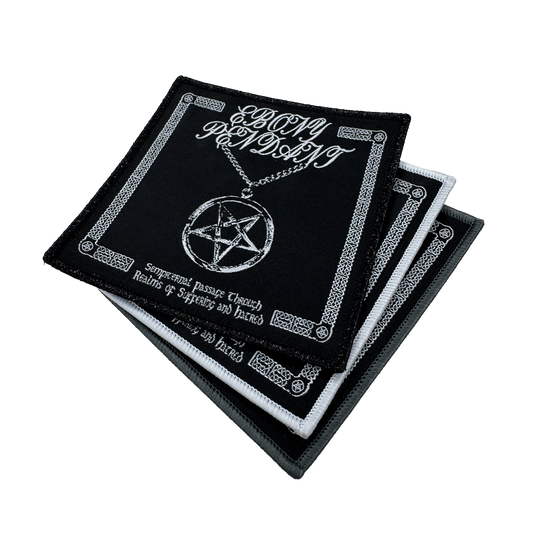 Temporal Dimensions Patches Ebony Pendant Sempiternal Passage Through Realms of Suffering and Hatred Metal Woven Patches