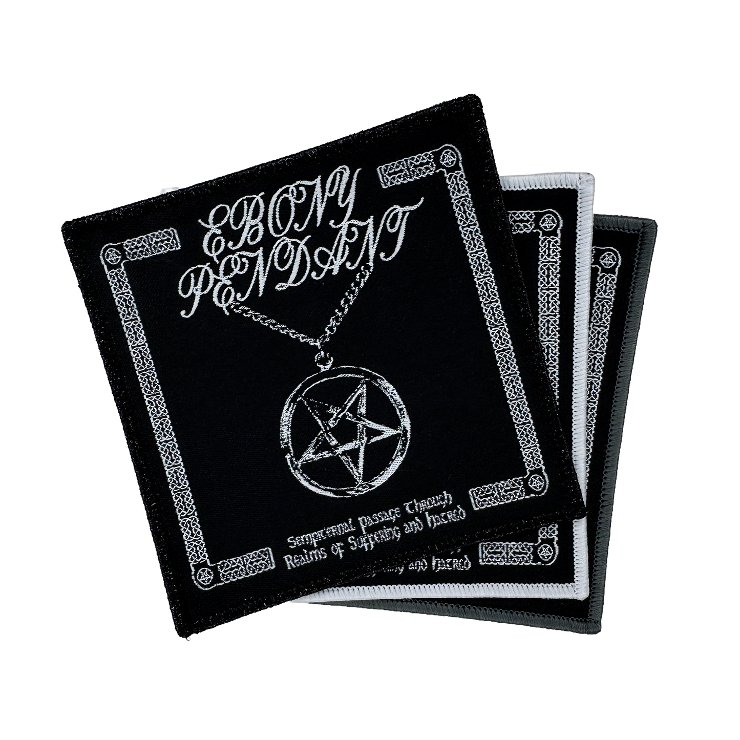 Temporal Dimensions Patches Ebony Pendant Sempiternal Passage Through Realms of Suffering and Hatred Woven Patches